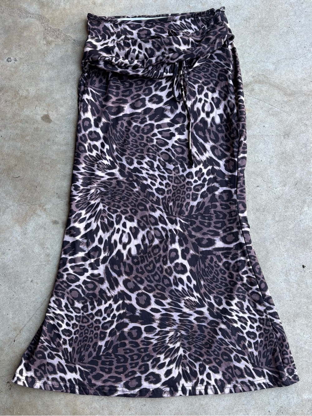 SHEIN Leopard Print Maxi Skirt - Taupe & Black